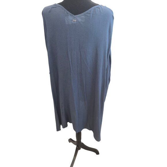 ONeill Boho Embroidered Tunic Top Swim Coverup M/L Navy Floral V-Neck Viscose - Picture 3 of 11